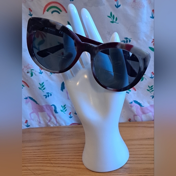 EUC ETRO 643S Maroon & Grey Marble CatEye Retro Sunglass Glasses Frames - Picture 1 of 8